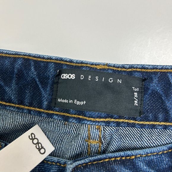 NWT Asos Mom Jeans High Rise Dark Wash Wash Blue Denim Women's Tall 28 x 38 Sz 6 - Picture 8 of 9
